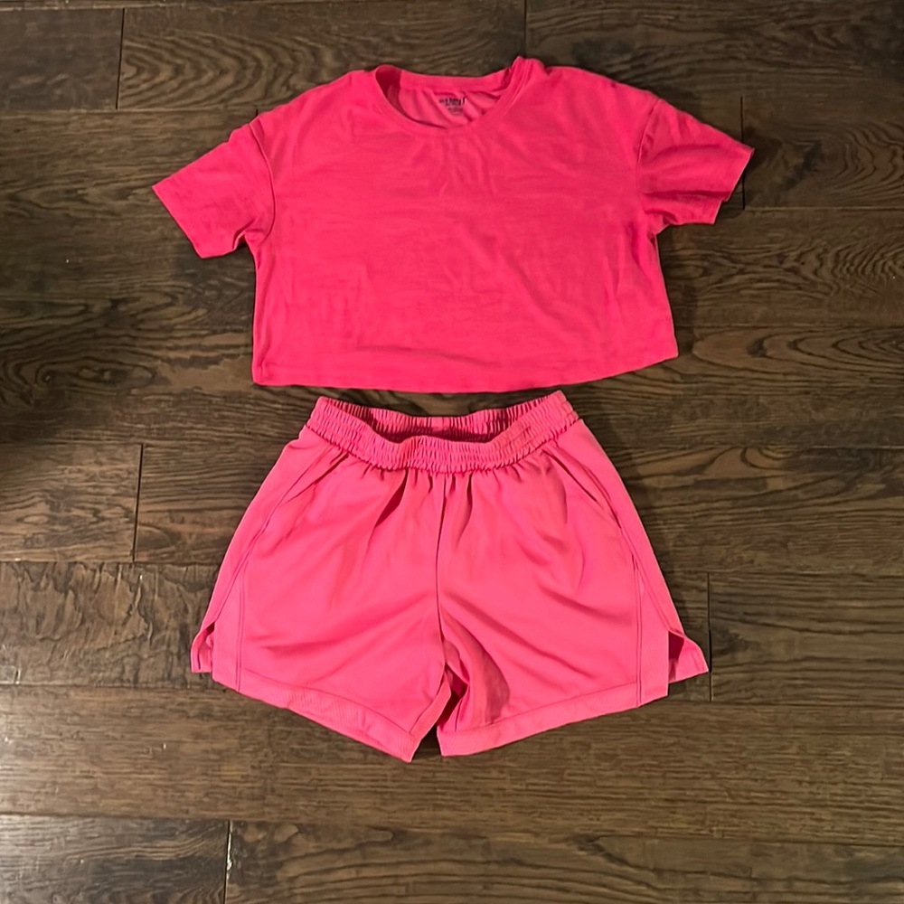 Girls L pink active set